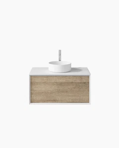 Bathroom 900 Vanity Matte White Timber Bath Cabinet Wall Hung Mounted Top Basin - Picture 1 of 23
