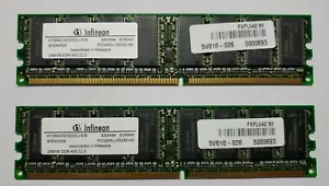 SET OF 2 INFINEON 256MB MEMORY RAM PC3200 400MHZ DDR CL3 - Picture 1 of 8