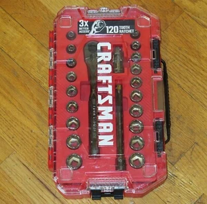 Craftsman 120 dientes 3/8" mango de trinquete y juego de enchufes métricos/SAE de 6 puntos - 22 piezas - Imagen 1 de 4