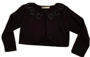 5 American Princess Girls Black Crop Dress Cardigan Jeweled Floral Neckline - Picture 1 of 4