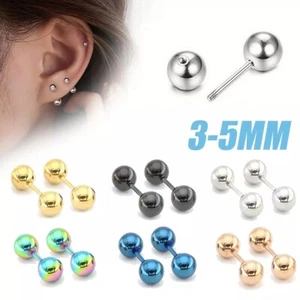 2PCS Women Surgical Stainless Steel Earring Stud Tiny Tragus Helix Cartilage Bar - Picture 1 of 13