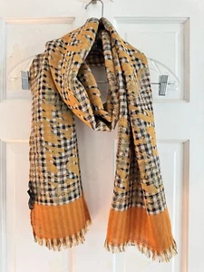 PERUVIAN CONNECTION Elegant Wool Cotton Knit Scarf Fall Pumpkin Season - Picture 1 of 7