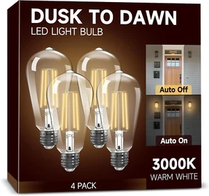 Dusk to Dawn LED Bulbs 6W 60W Equivalent 3000K Warm White E26 Base W/ Photocell - Picture 1 of 12