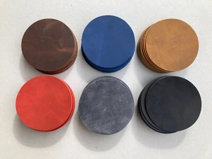 Mix Shades Leather Coasters, Ø 10 cm Round. Set of 10 Drinks Mats - Picture 1 of 13