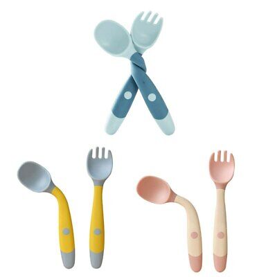 Baby Spoon Fork Baby Utensils Set Bendable Silicone Spoon For Toddler Baby Fork • 3.59£