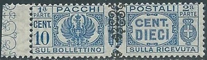 1945 LUOGOTENENZA PACCHI POSTALI 10 CENT VARIETà SOPRASTAMPA MNH ** - CZ22-9 - Picture 1 of 1