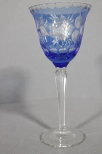 Vintage Kristallrömer Blau Überfang Römer Weinglas, H 19,6 cm - Bild 1 von 5