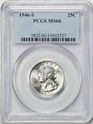 1946-S 25C Washington Quarter Dollar MS66 PCGS 13002527 - Image 1 of 2