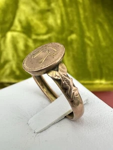 Ring Initialen R Old Gold Antik Antique Gold 333 °/°°° Anfänge 900 Geschenk - Bild 1 von 10