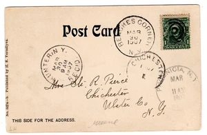 Beaches Corner NY (Greene 1878-10) on 1907 Halcott Centre Postcard + Ulster Co - Picture 1 of 2
