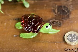 Vidrio Hecho a Mano Tortuga Adorno Tortuga Brillo Jardín Decoración Hogar Terrario Regalo - Imagen 1 de 7
