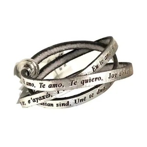 Bracciale Multifilo AMEN TA06-54 in Pelle Argento Frase TI AMO - Foto 1 di 2