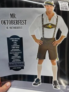 Mr. Oktoberfest German Lederhosen 5 Piece Bavarian Halloween Costume Size Large - Picture 1 of 14