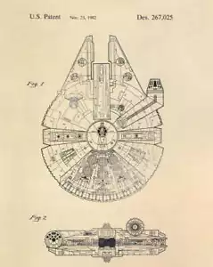 Millennium Falcon Star Wars US Patent Art Print - George Lucas Han Solo Ship 799 - Picture 1 of 3