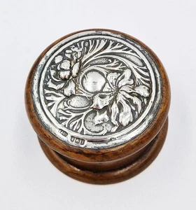 FINE ART NOUVEAU STERLING SILVER MOUNTED RING BOX Birmingham 1908 - Picture 1 of 6