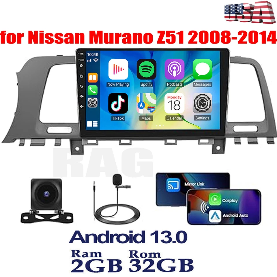 Radio estéreo de coche de 9"" Carplay GPS para Nissan Murano Z51 2008-2011 2012 2013 2014 Foto 1 de 4