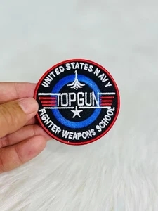 Top Gun Movie Round Embroidered Iron/Sew-On Patch Fighter School US Navy Militar - Picture 1 of 3