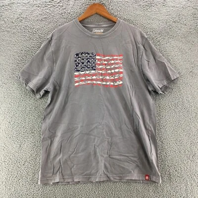 Camiseta Coleman Bandera Americana Para Hombre Grande Gris Algodón Manga Corta Gráfico Foto 1 de 4