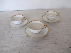 Lot of 3 Limoges B&G France Coffee Cups & Saucers, Gold Trim GUC - Picture 1 of 5