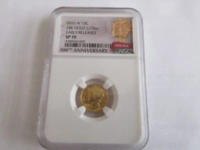 2016-W  Winged Liberty Head (Mercury Dime), Gold , NGC ,100th Anniversary , SP70 - Image 1 of 4