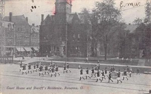 Court House & Sheriff's Residence RAVENNA, OHIO Marching Band 1910 Postcard - Picture 1 of 2