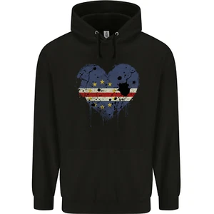 Love Cape Verde Flag Verdean Day Football Childrens Kids Hoodie - Picture 1 of 3