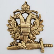 WW1 Austrian Hungarian Eagle brass sword crown metal  double headed flag banner