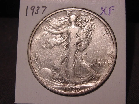 1937 WALKING LIBERTY HALF XF POPULAR DATE Cover