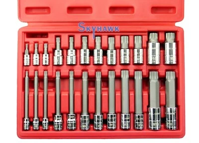 24PC XZN Triple Square Spline Bit Tamper Proof 1/4" 3/8" 1/2" S2 Socket Set  - Image 1 of 4