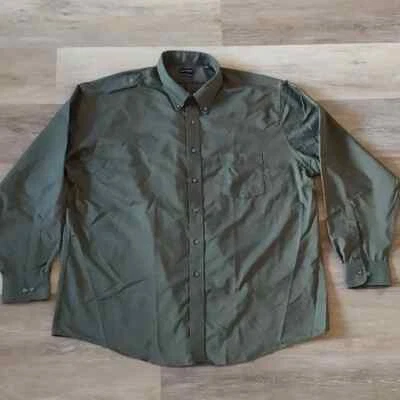 Camisa de vestir verde manga larga calce regular para hombre Van Heusen nueva sin etiquetas talla 2XL Foto 1 de 4