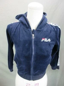 FILA Size 5 Girls Navy Athletic w/Pockets Hooded Sport Velvet Track Jacket T674 - Picture 1 of 8