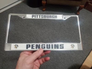 Pittsburgh Penguins Lightweight Chrome Metal License Plate Frame - Picture 1 of 4