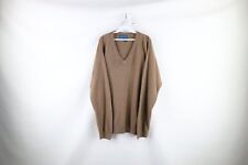 Vintage 90s Streetwear Mens Size XL Tall Blank Knit V-Neck Sweater Brown
