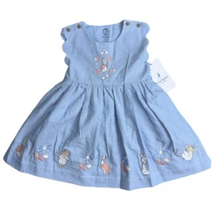 Marks and Spencer Pure Cotton Chambray Peter Rabbit™ Dress 12-18 Months NWT - Picture 1 of 8