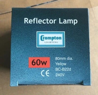R80 BC YELLOW CROMPTON 60W DJ DISCO KARAOKE REFLECTOR DIMMABLE SPOT LIGHT BULB  - Image 1 of 4
