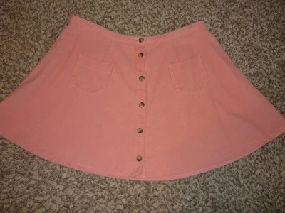 Falda circular frontal con botones de pana rosa con bolsillos de ASOS, 100 % algodón, talla 16 Foto 1 de 4