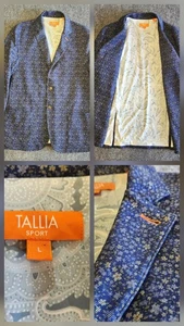 Tallia Men's Floral Print Blue Knit Sport Jacket Size L Blazer Coat - Picture 1 of 24