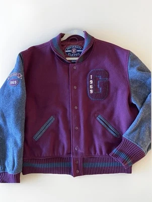 VINTAGE Gap Varsity Classic Jacket Mens XL Burgundy Wool Blend Letterman 90s - Image 1 of 4