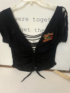 Vintage 90s Womens Small Daytona Beach 1993 Black Crop Top Biker Sexy.    V - Picture 1 of 8