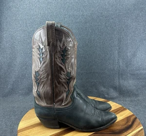 Dan Post Cowboy Western Boots 16809 Leather Black Brown Men's Sz 8.5D - Picture 1 of 19