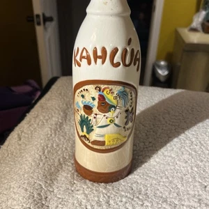 Vintage EMPTY Kahlua Bottle Ceramic Bar Deco Mexico White Brown - Picture 1 of 7
