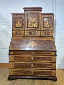 Antique Danish painted bureau bookcase secretaire for restoration - Picture 1 of 24