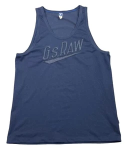 G STAR RAW SPORTS Singlet Tank Top Mens Navy Blue Mesh Embroidered Logo Size XXL - Picture 1 of 11