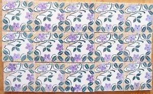 16 alte Fliesen mit Blumen Motiv je 11 x 11 cm LONGWY Frankreich - Bild 1 von 5