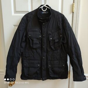 Polo Ralph Lauren Wax Cotton Moto Jacket men's L black Quilted Elbow Patch