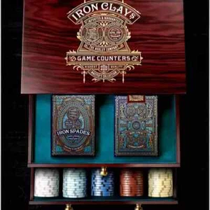 Roxley Iron Clays Deluxe 600 Poker Chips in 2x Wooden Cabinets + Extras! RARE - Picture 1 of 6