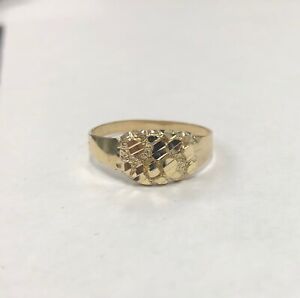 Mens Nugget Oval Ring Real Solid 10K Yellow Gold ALL SIZES Unisex