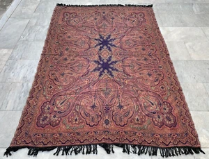 Vintage Paisley Shawl, 100 % Pure Woolen Scarf, Woolen shawl, Women Shawl 4x6 ft - Picture 1 of 10