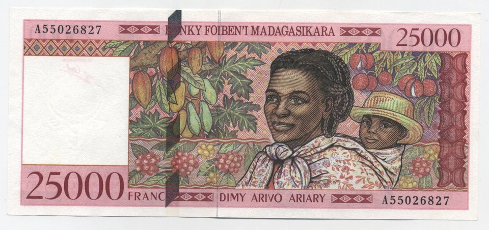 Madagascar 25000 Francs ND 1998 Pick 82 XF++ Uncirculated Banknote - Image 1 of 2