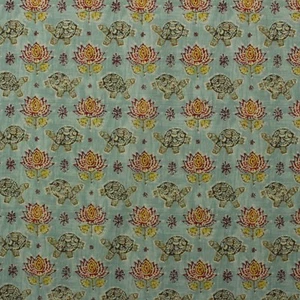 WAVERLY MANDANA JEWEL AQUA BLUE TURTLE FLORAL MULTIPURPOSE FABRIC BY YARD 54"W - Picture 1 of 5